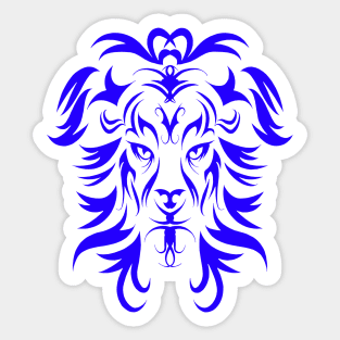 Tribal Tattoo Art Blue Lion Head Sticker